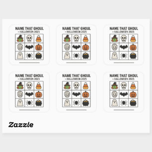 Naam Dat Ghoul Halloween 2025 Spel Bingo Blad Vierkante Sticker