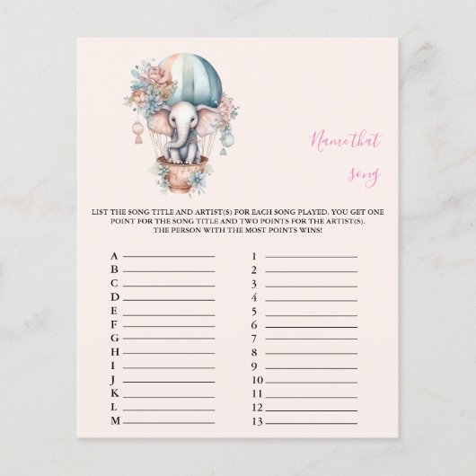 Naam dat nummer Baby shower Game (Voorkant)