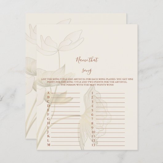 Naam dat nummer Baby shower Game (Voorkant / Achterkant)