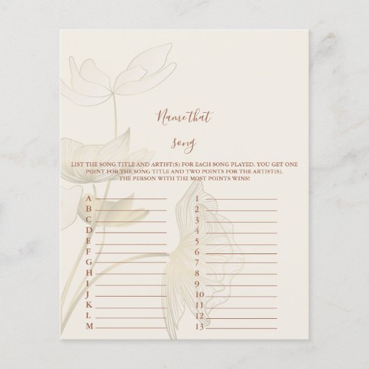 Naam dat nummer Baby shower Game (Voorkant)