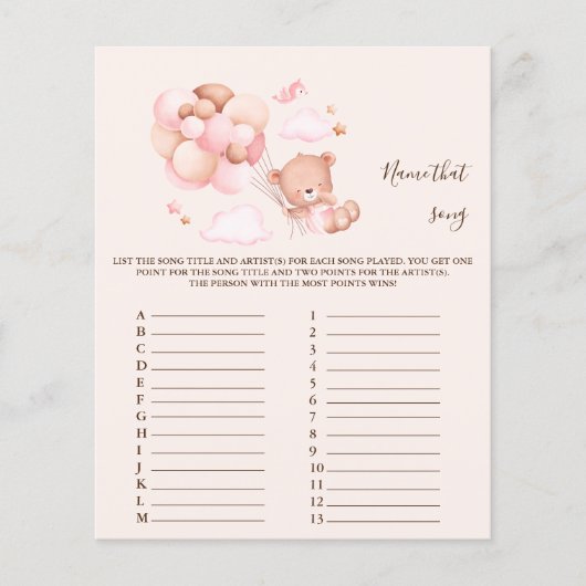 Naam dat nummer Baby shower Game (Voorkant)