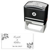 Naam datum botanische filiaalbruiloft  zelfinktende stempel (In situ)