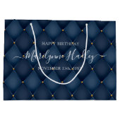 Naam Datum Harlequin Blauw Verjaardag Groot Cadeauzakje (Achterkant)