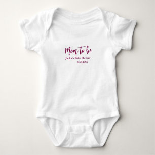 Naam datum roze eenvoudig minima baby shower aanst romper