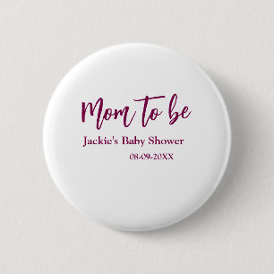 Naam datum roze eenvoudig minima baby shower aanst ronde button 5,7 cm