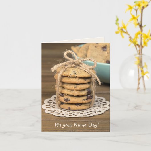 Naam Day Chocolate Chip Cookies Kaart (Gele Bloem)