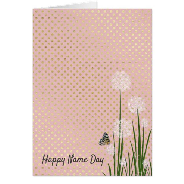 Naam Day-vlinder op puff-bloem (Voorkant)