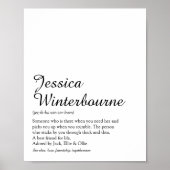Naam Definitie Chic Script Black en White Poster (Voorkant)