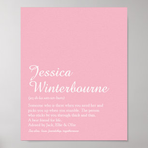 Naam Definitie Elegant Script Meisjesachtig Roze L Poster