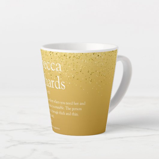 Naam Definitie Gold Glitter Modern Fun Latte Mok (Rechterhoek)