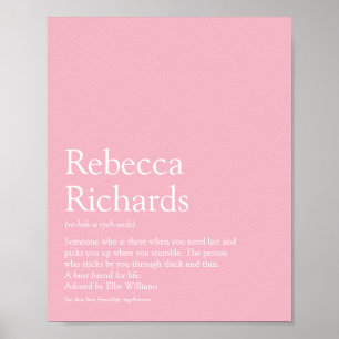 Naam Definitie Meisjesachtig Roze Moderne Typograf Poster