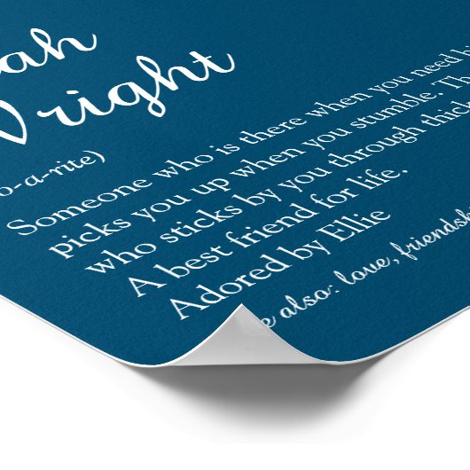 Naam Definitie Script Modern Blauw Plezierig Poster (Hoek)