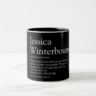 Naam Definitie Typografisch Zwart en Wit Tweekleurige Koffiemok