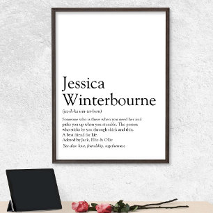 Naam Definitie Typografisch Zwart-wit Poster