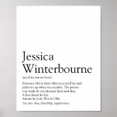 Naam Definitie Typografisch Zwart-wit Poster (Voorkant)