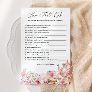 Naam Die Taart Blush Roze Bloemen Thee Party Game