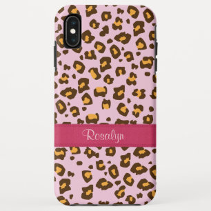 Naam dierlijk luipaard roze bruin iPhone XS max hoesje