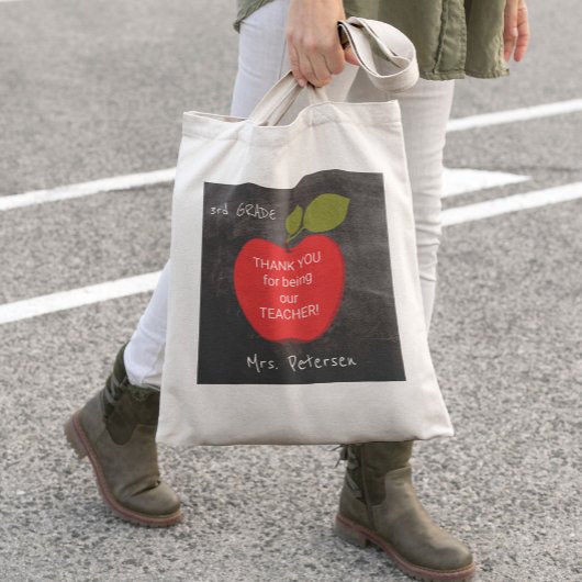 Naam docent | Red Apple Blackboard Bedankt Tote Bag