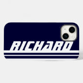 Naam donkerblauwe en witte streep sport Case-Mate iPhone case (Achterkant (horizontaal))