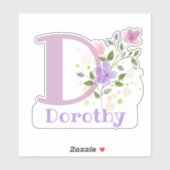 Naam Dorothy & Initiaal met Floral Design Sticker (Vel)