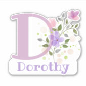Naam Dorothy & Initiaal met Floral Design Sticker (Voorkant)