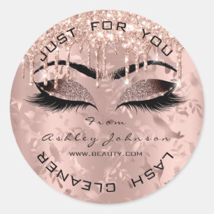 Naam Drips Roze Gouden Wimpers Bloemenvogels Ronde Sticker