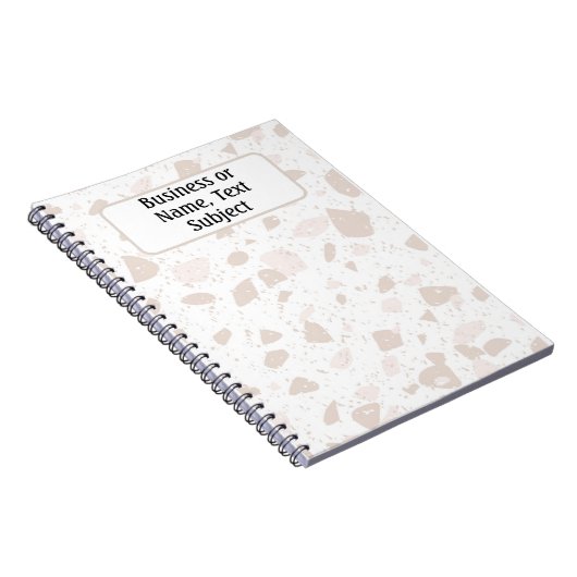 Naam. Earth Tone Marble Chips Terrazzo Patroon, Notitieboek (Rechterzijde)