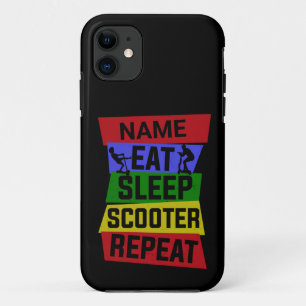 Naam Eat Sleep Scooter herhalen toevoegen iPhone 11 Hoesje