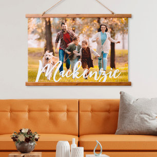 Naam eenvoudig fotoportret hangend wandkleed