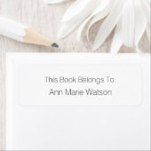 Naam Eenvoudig Zwart Wit Bookplate Label (Insitu)