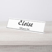 Naam eenvoudige minimale kalligrafie typografie el bureau naambordje (Voorkant)