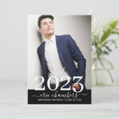 Naam Elegant Afstuderen Foto Script Kaart (Staand voorkant)