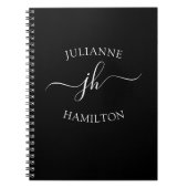 Naam Elegant Monogram Initiaal Script Notitieboek (Voorkant)