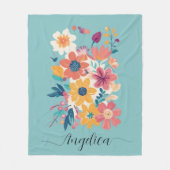 Naam Elegante Bloemen Patroon Fleece Deken (Voorkant)