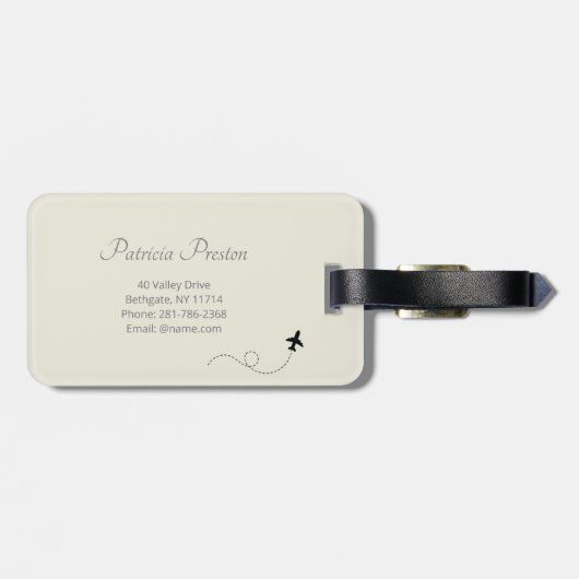 Naam Elegante Moeder van Parel Textuur Bagagelabel (Achterkant horizontaal)