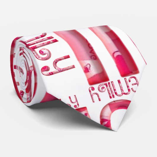 Naam Emily Cute Typography Love Hearts Stropdas (Opgerold)