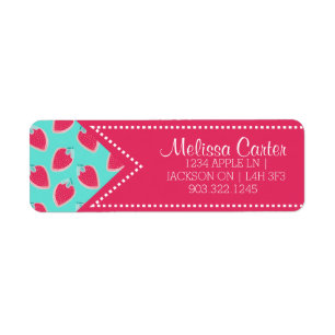 Naam en adres van het fruitpatroon Cute Strawberry Etiket