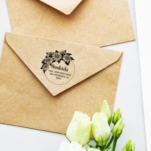 Naam en adres van zonnebloempel 	rubberstempel