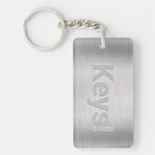 Naam en bericht personaliseren, geborsteld staal sleutelhanger (Voorkant)