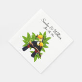 Naam en datum exotische Toucan Duo Servet (Hoek)