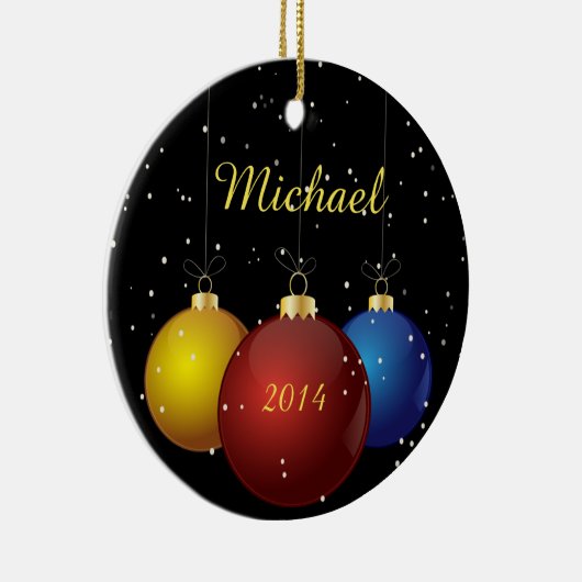 Naam en datum Gepersonaliseerde kerstversiering Keramisch Ornament (Rechts)