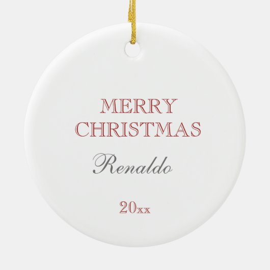 Naam en datum, Rood- en Groene kerstkaarten Keramisch Ornament (Achterkant)