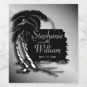 Naam en datum tropisch ontwerp wijn etiket (Enkel label)