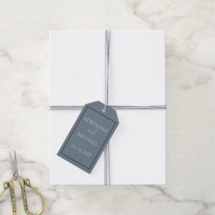 Naam en datum van het koppel op een lei cadeaulabel
