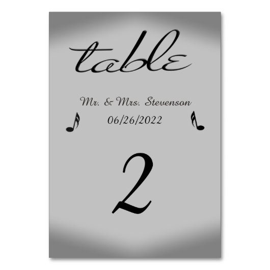 Naam en datum van Silver Music Thema Kaart (Voorkant)