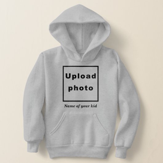 Naam en foto van Uw Kind op Gray Pullover Hoodie (Laagn)