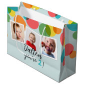 Naam en foto's Jongens Verjaardag Gepersonaliseerd Groot Cadeauzakje (Voorkant Gekanteld)