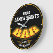 Naam en game van vader en sportbar zwart - grote klok (Hoek)