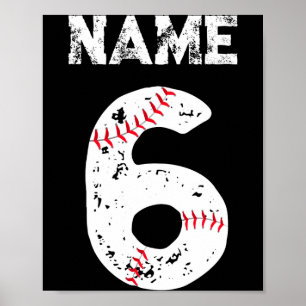 Naam En Genummerd 6 Honkbal Honkbal Team T-shirt Poster