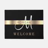 Naam en groot monogram, Bericht, zwart wit goud Deurmat (Voorkant)